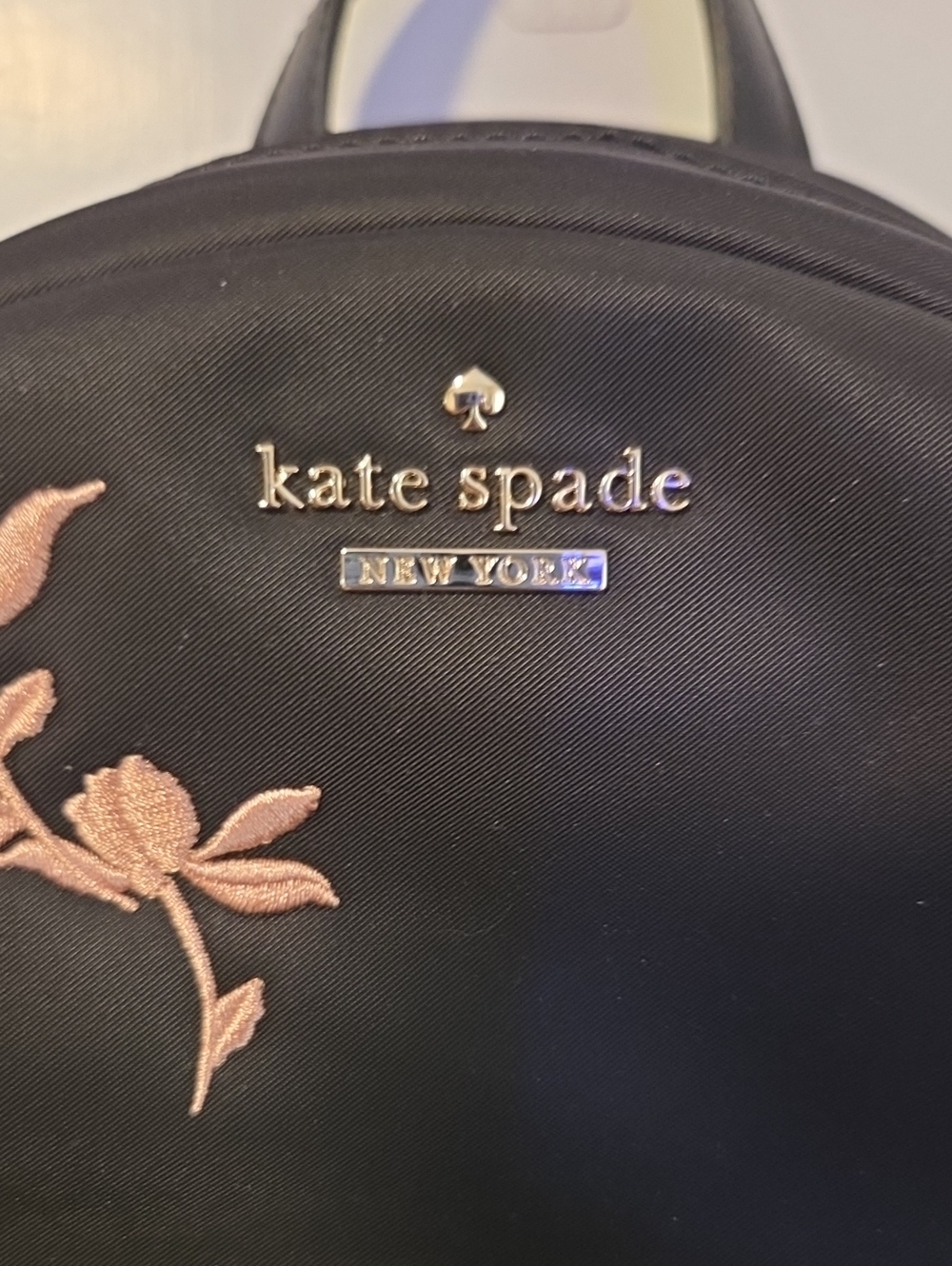 KATE SPADE 2018/2019 Retired DAWN PLACE Black Backpack w/ Pink Floral Embroidery - Picture 2 of 7